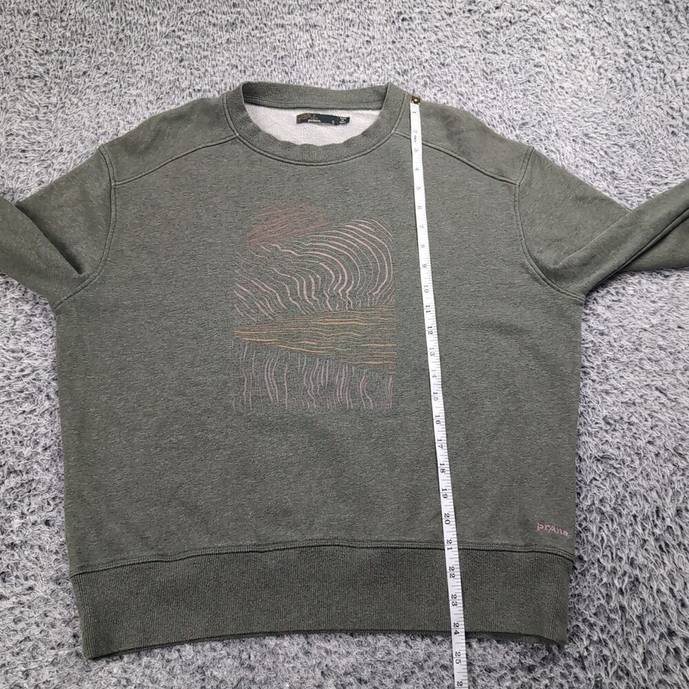 PrAna Sweatshirt Men Small Green Crew Neck Casual Lounge Logo Graphic Athleisure - Picture 4 of 6